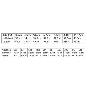 Tom Newby sports shirt 2020 - Size Chart